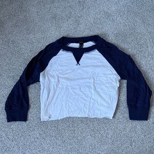 Forever 21 Navy and White Long Sleeve Top